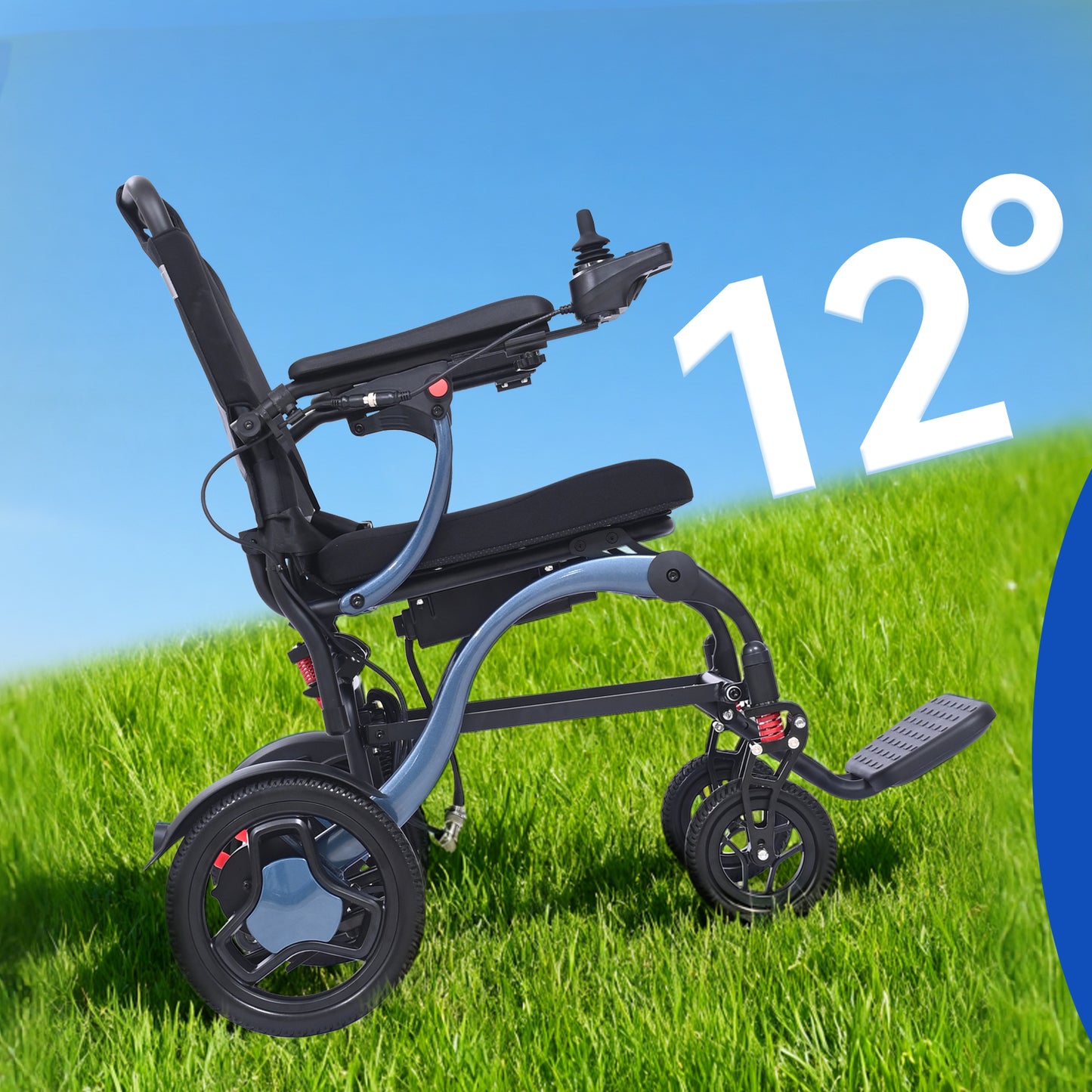 ByteTecpeak XP03 Ultraleichter Faltbarer Elektrorollstuhl (nur 16,63 kg) mit Doppelbatterie 2×10Ah für 2*20 km Reichweite