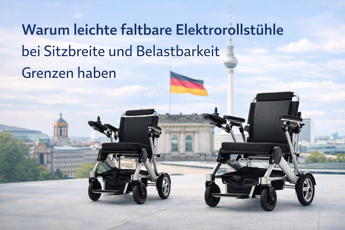 Warum leichte faltbare Elektrorollstühle bei Sitzbreite und Belastbarkeit Grenzen haben