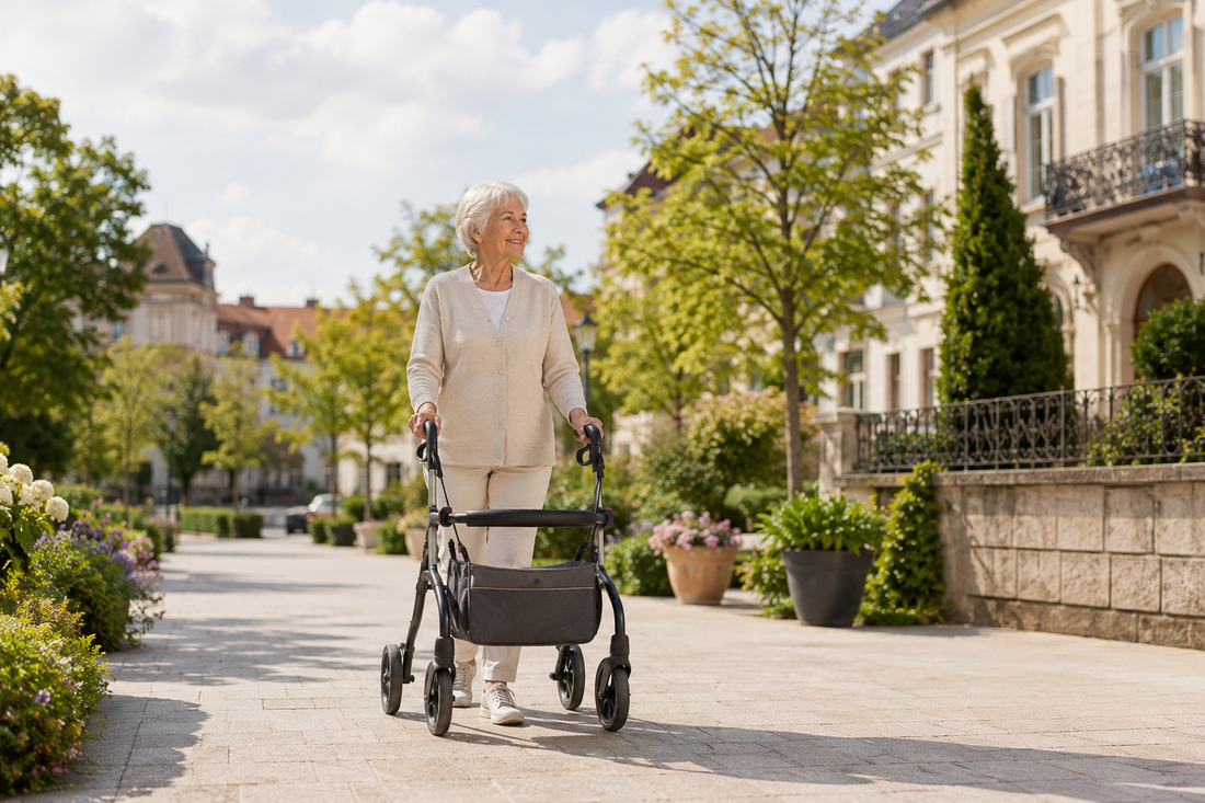 Rollator richtig einstellen: Warum Griffhöhe, Bremsen und Gehhaltung im Alltag so wichtig sind