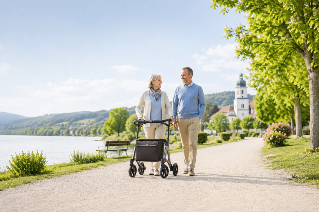 Mit dem Rollator am Feiertagswochenende unterwegs: So planen Sie Ausflug, Pausen und Rückweg entspannt