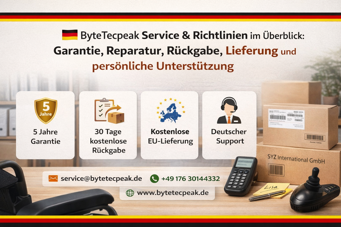 ByteTecpeak Service & Richtlinien im Überblick: Garantie, Reparatur, Rückgabe, Lieferung und persönliche Unterstützung