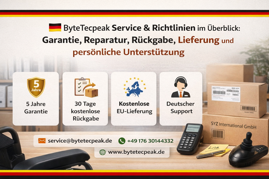 ByteTecpeak Service & Richtlinien im Überblick: Garantie, Reparatur, Rückgabe, Lieferung und persönliche Unterstützung