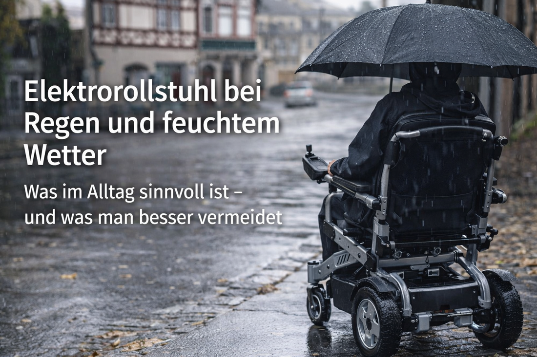 Elektrorollstuhl bei Regen und feuchtem Wetter: Was im Alltag sinnvoll ist – und was man besser vermeidet
