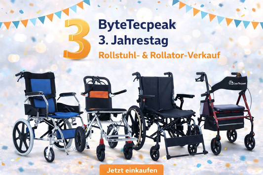 🎉 3 Jahre ByteTecpeak – Jubiläumsangebote auf manuelle Rollstühle & Rollatoren