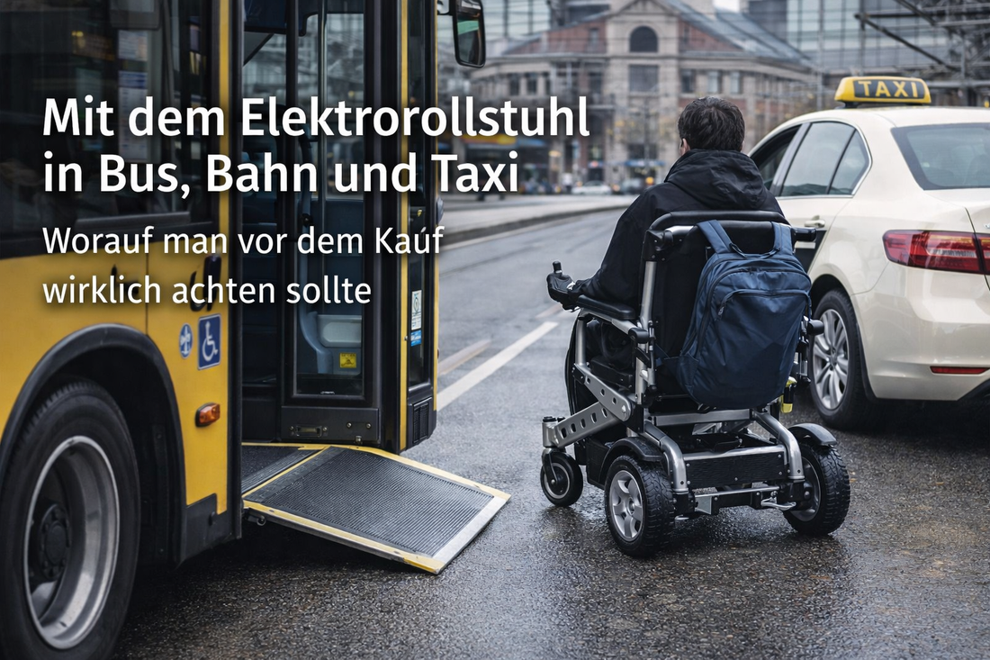 Mit dem Elektrorollstuhl in Bus, Bahn und Taxi: Worauf man vor dem Kauf wirklich achten sollte