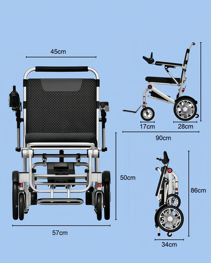 ByteTecpeak D06 Tragbarer elektrischer Rollstuhl - 12Ah Lithium-Batterie, 14.9 kg, 400 W Motor