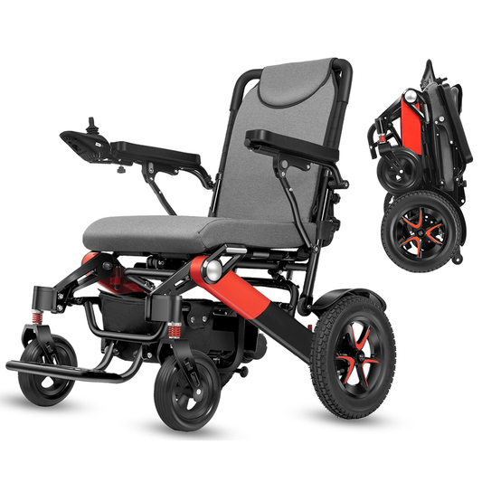 ByteTecpeak D02 Fauteuil roulant électrique en aluminium, moteur 500 W, batterie lithium 22 Ah, autonomie 33 km