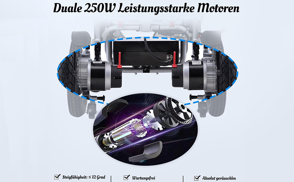 ByteTecpeak D02 Reclining Aluminium Electric Wheelchair, 150kg Load Capacity, Powerful 500W Motor, 33km Range, 22Ah Lithium Battery