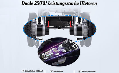 ByteTecpeak D02 Reclining Aluminium Electric Wheelchair, 150kg Load Capacity, Powerful 500W Motor, 33km Range, 22Ah Lithium Battery