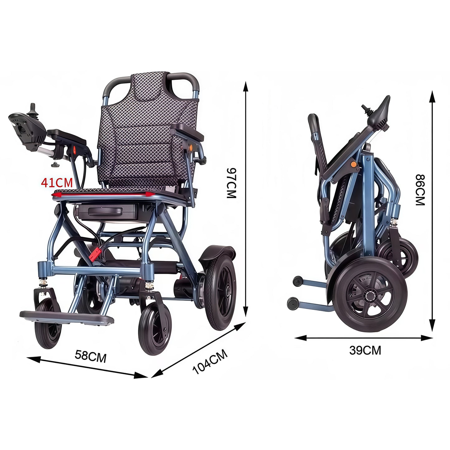 ByteTecpeak D04 Faltbarer  Elektrorollstuhl– 17.9kg,500W Motor, 20 km Reichweite