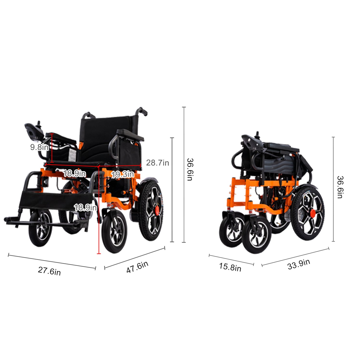 ByteTecpeak D09 Faltbarer Elektrischer Rollstuhl, 20km Reichweite