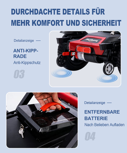 Trottinette électrique pliable ByteTecpeak Z01 confortable – Autonomie de 25 km (rouge)