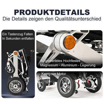 ByteTecpeak D11 Elektrischer Faltrollstuhl,  500W Motoren, 20km Reichweite