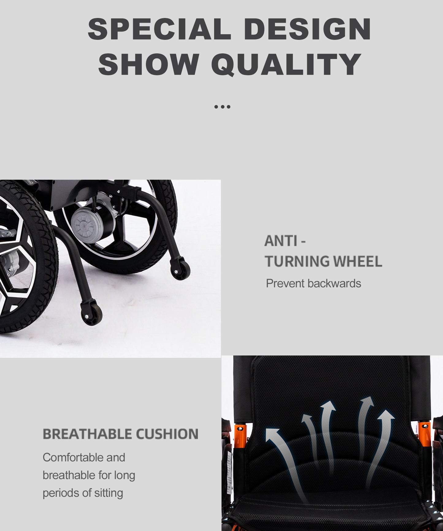 ByteTecpeak D09 Faltbarer Elektrischer Rollstuhl, 20km Reichweite