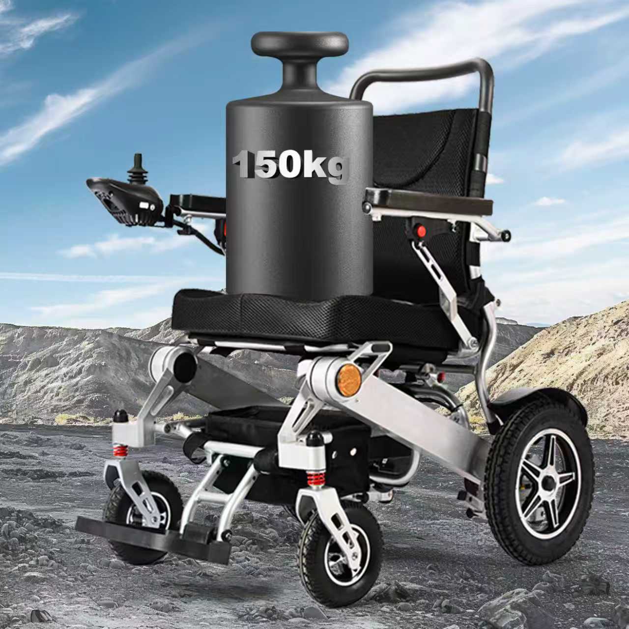 ByteTecpeak D11 Klappbarer Elektrorollstuhl – 45x46 cm Sitz, Reichweite von bis zu 2*20 km