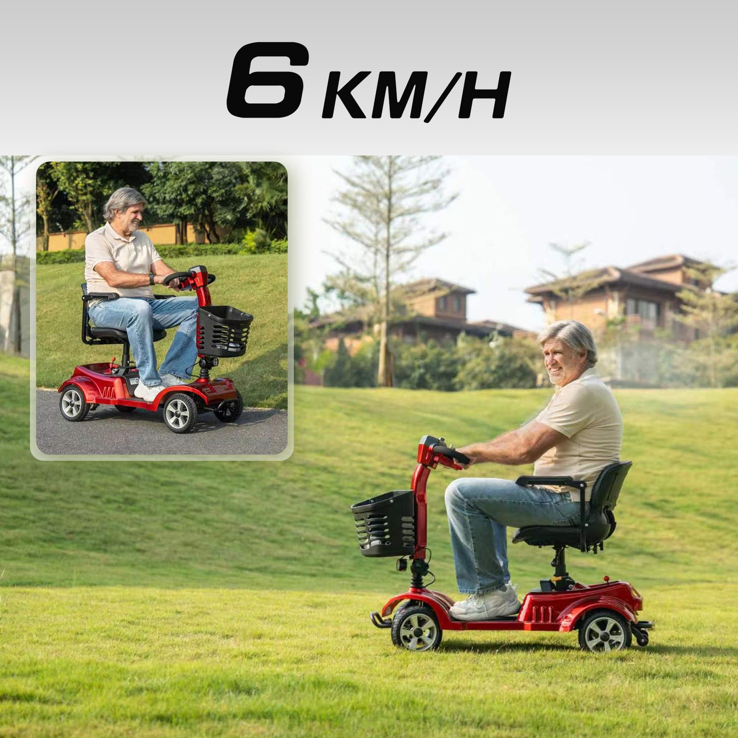 ByteTecpeak Z02 Elektromobil Rot faltbar 350W 20 km Reichweite bis 150kg belastbar