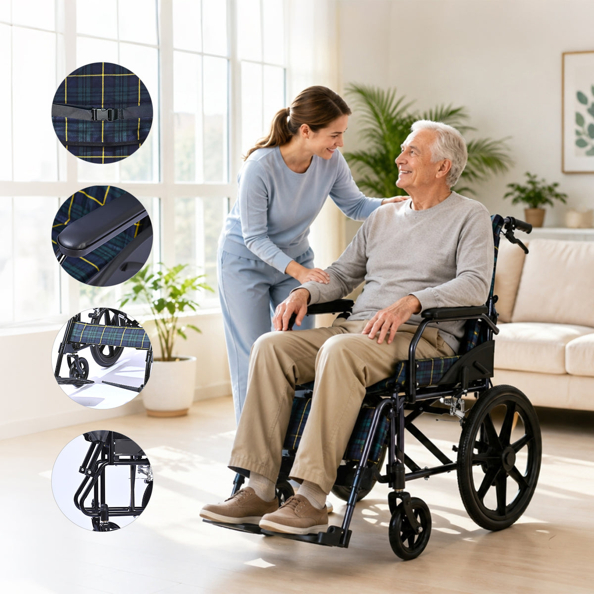 ByteTecpeak M5 Cadeira de rodas dobrável leve – preta, compacta e com apenas 11 kg