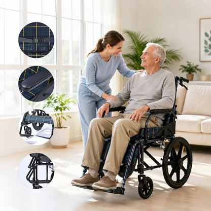 ByteTecpeak M5 Cadeira de rodas dobrável leve – preta, compacta e com apenas 11 kg