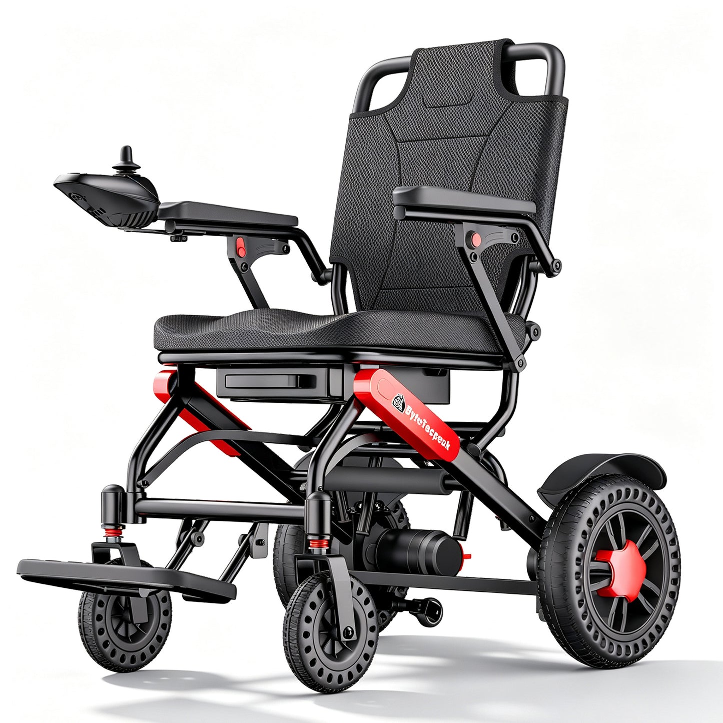 ByteTecpeak D24 Elektrorollstuhl – 500W, 25 km, Schwarz-Rot
