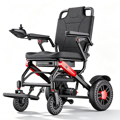 ByteTecpeak D24 Elektrorollstuhl – 500W, 25 km, Schwarz-Rot