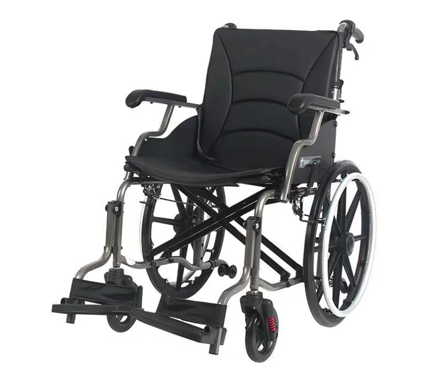 Fauteuil roulant pliant en aluminium ByteTecpeak M4 avec système d'absorption des chocs et repose-pieds