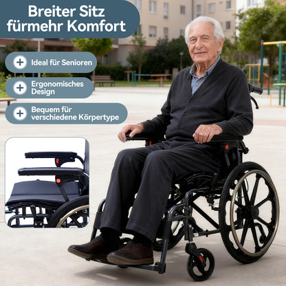 ByteTecpeak M4 Leichter manueller Rollstuhl aus Aluminiumlegierung mit Doppeltem Sitzpolster (Max Belastung 100kg)