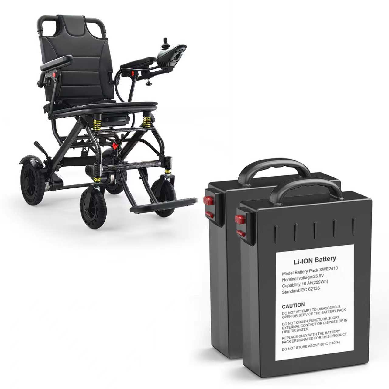 ByteTecpeak D13 ultraleichter, zusammenklappbarer Elektrische Rollstühle - Zwei 10Ah Akku lange Reichweite