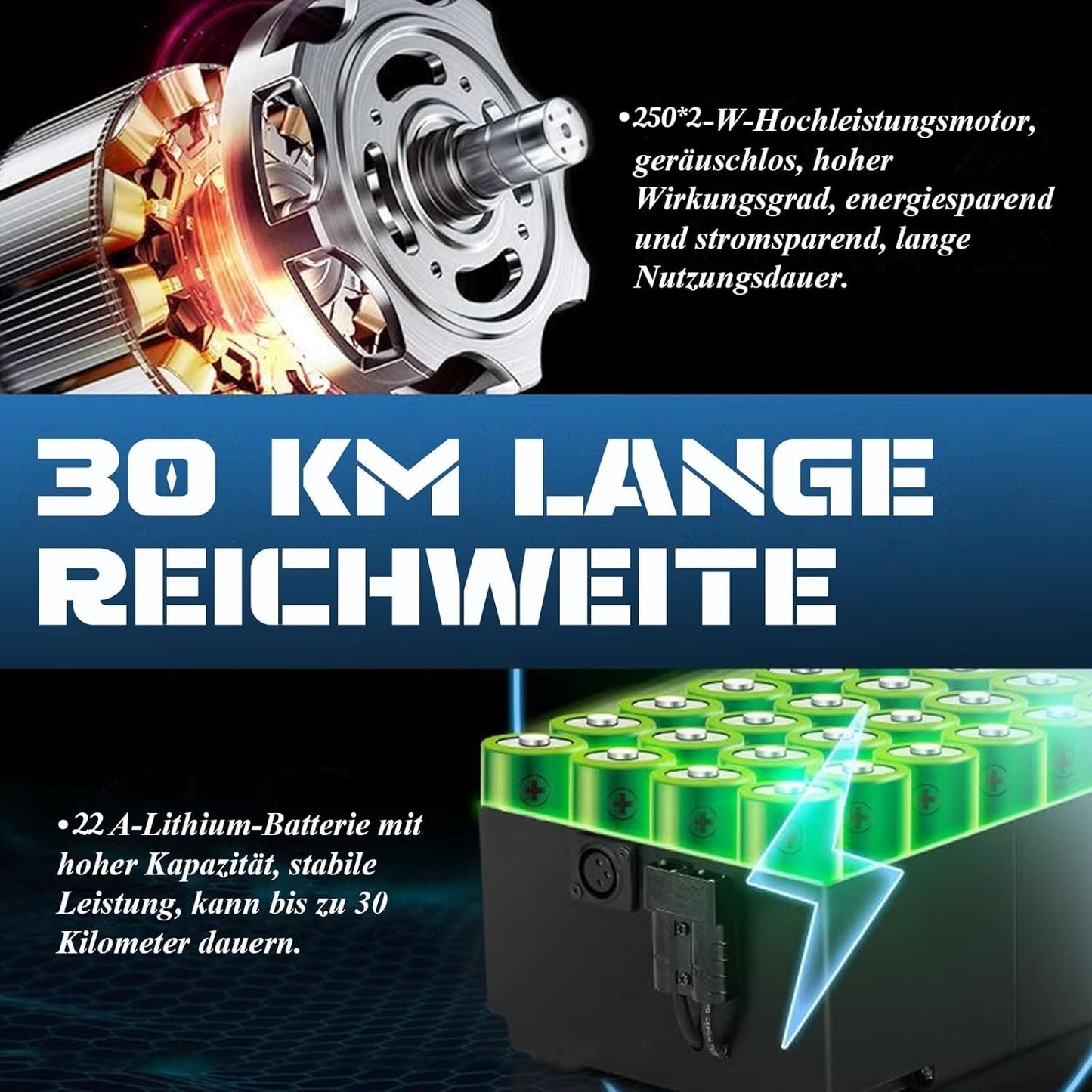 ByteTecpeak D02  Elektrischer Rollstuhl aus Aluminium, 500W Motor, 22Ah Lithium-Batterie, 33 km Reichweite