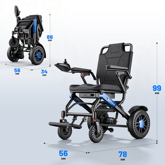 Black Friday Angebot | Reisefreundlicher faltbarer Elektrorollstuhl – 25 km Reichweite, 150 kg Belastbarkeit – ByteTecpeak D24