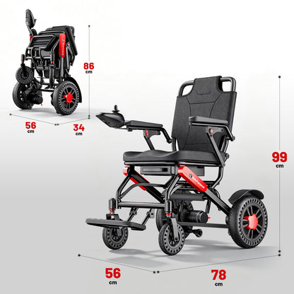 ByteTecpeak D24 Elektrorollstuhl – 500W, 25 km, Schwarz-Rot