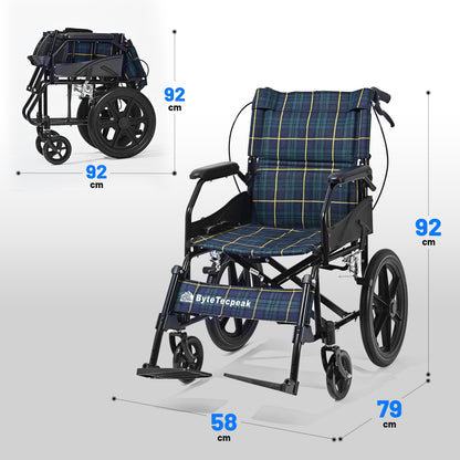 ByteTecpeak M5 Cadeira de rodas dobrável leve – preta, compacta e com apenas 11 kg