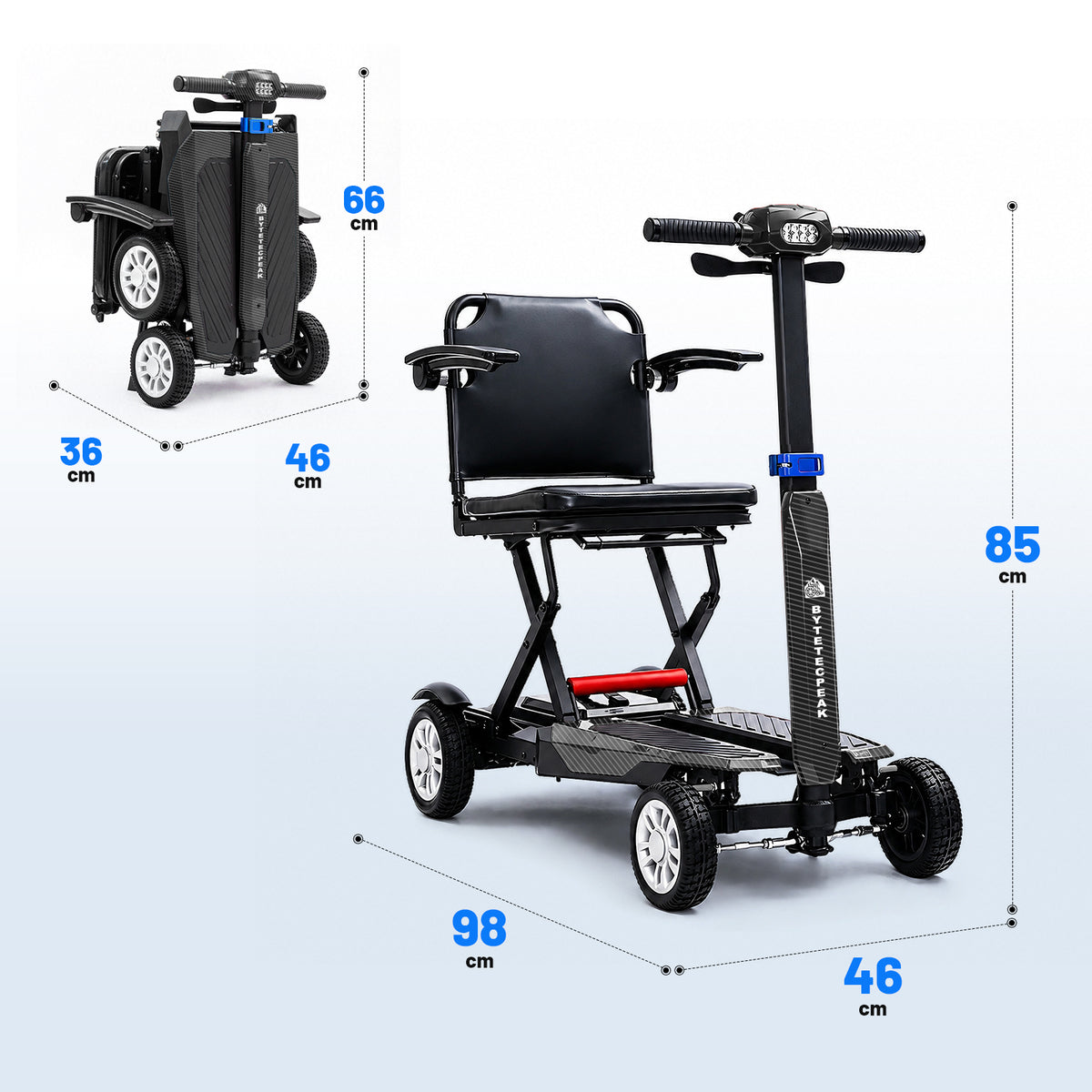 ByteTecpeak Z01 Patinete eléctrico plegable, motor de 250W, alcance de 25 km, hasta 150 kg