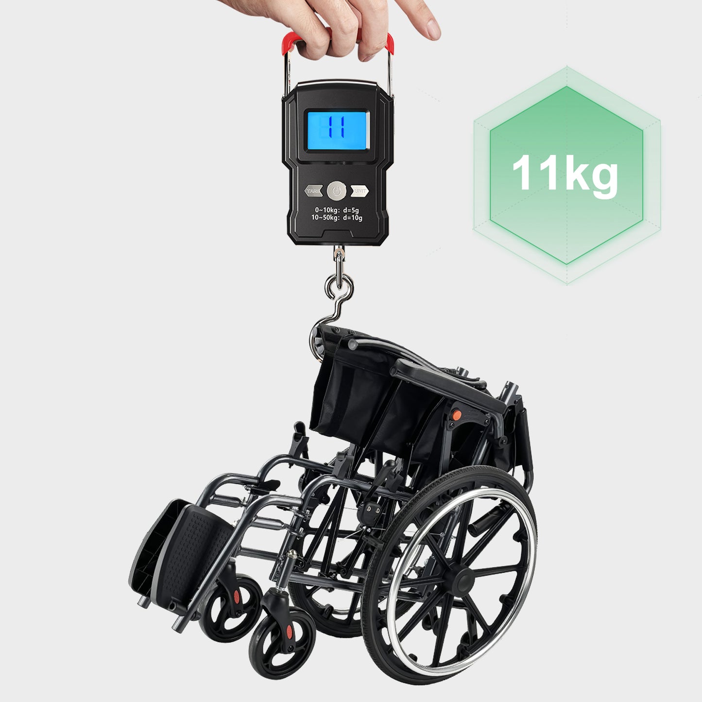 ByteTecpeak M4 Leichter manueller Rollstuhl aus Aluminiumlegierung mit Doppeltem Sitzpolster (Max Belastung 100kg)