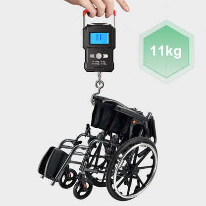 ByteTecpeak M4 Leichter manueller Rollstuhl aus Aluminiumlegierung mit Doppeltem Sitzpolster (Max Belastung 100kg)