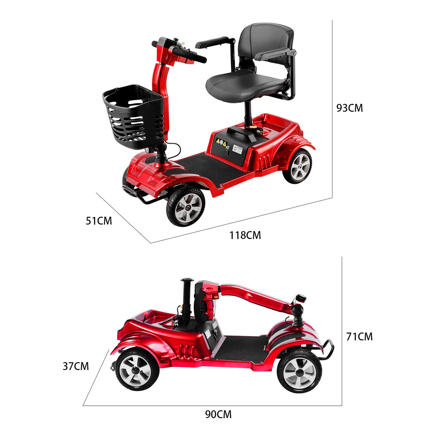 ByteTecpeak Z02 Elektromobil Rot faltbar 350W 20 km Reichweite bis 150kg belastbar