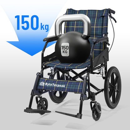 ByteTecpeak M5 Cadeira de rodas dobrável leve – preta, compacta e com apenas 11 kg