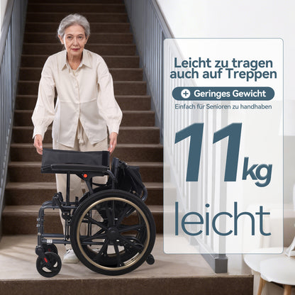 ByteTecpeak M4 Leichter manueller Rollstuhl aus Aluminiumlegierung mit Doppeltem Sitzpolster (Max Belastung 100kg)