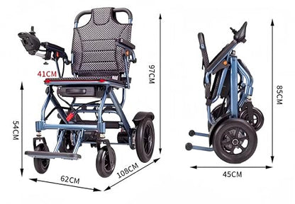 Fauteuils roulants électriques bleus ByteTecpeak D04 - Batterie au lithium 10AH, moteur 500 W, autonomie 20 km 