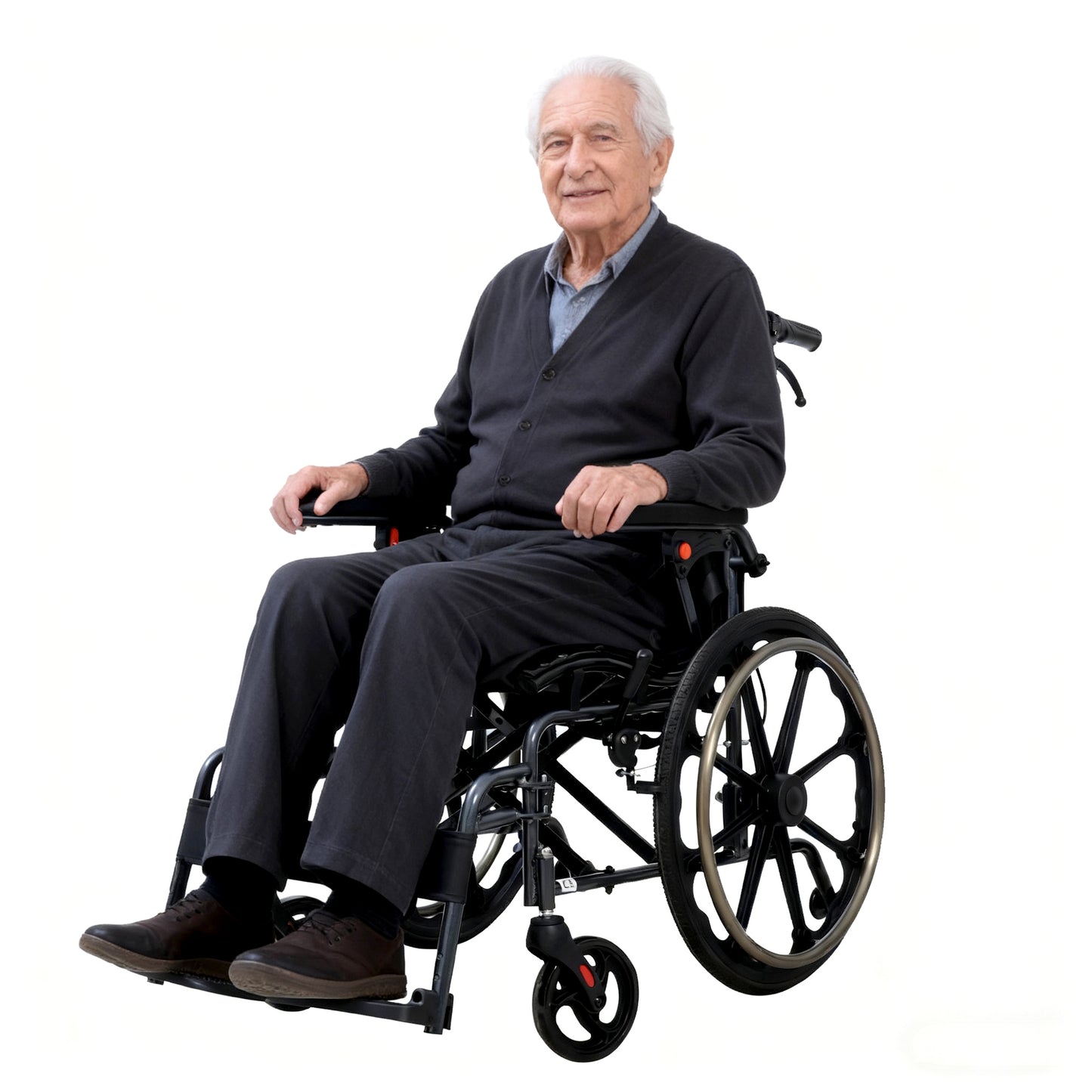 ByteTecpeak M4 Leichter manueller Rollstuhl aus Aluminiumlegierung mit Doppeltem Sitzpolster (Max Belastung 100kg)