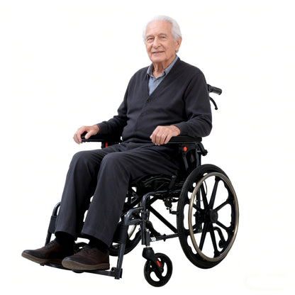 ByteTecpeak M4 Leichter manueller Rollstuhl aus Aluminiumlegierung mit Doppeltem Sitzpolster (Max Belastung 100kg)