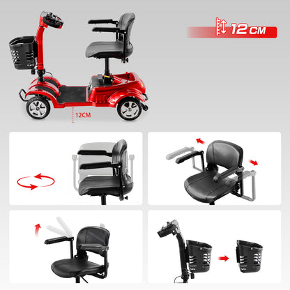 ByteTecpeak Z02 Elektromobil Rot faltbar 350W 20 km Reichweite bis 150kg belastbar