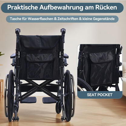 ByteTecpeak M4 Leichter manueller Rollstuhl aus Aluminiumlegierung mit Doppeltem Sitzpolster (Max Belastung 100kg)