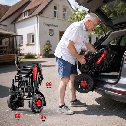 ByteTecpeak D24 Elektrorollstuhl – 500W, 25 km, Schwarz-Rot