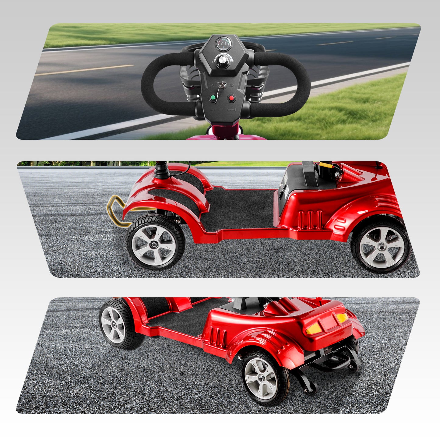 ByteTecpeak Z02 Elektromobil Rot faltbar 350W 20 km Reichweite bis 150kg belastbar