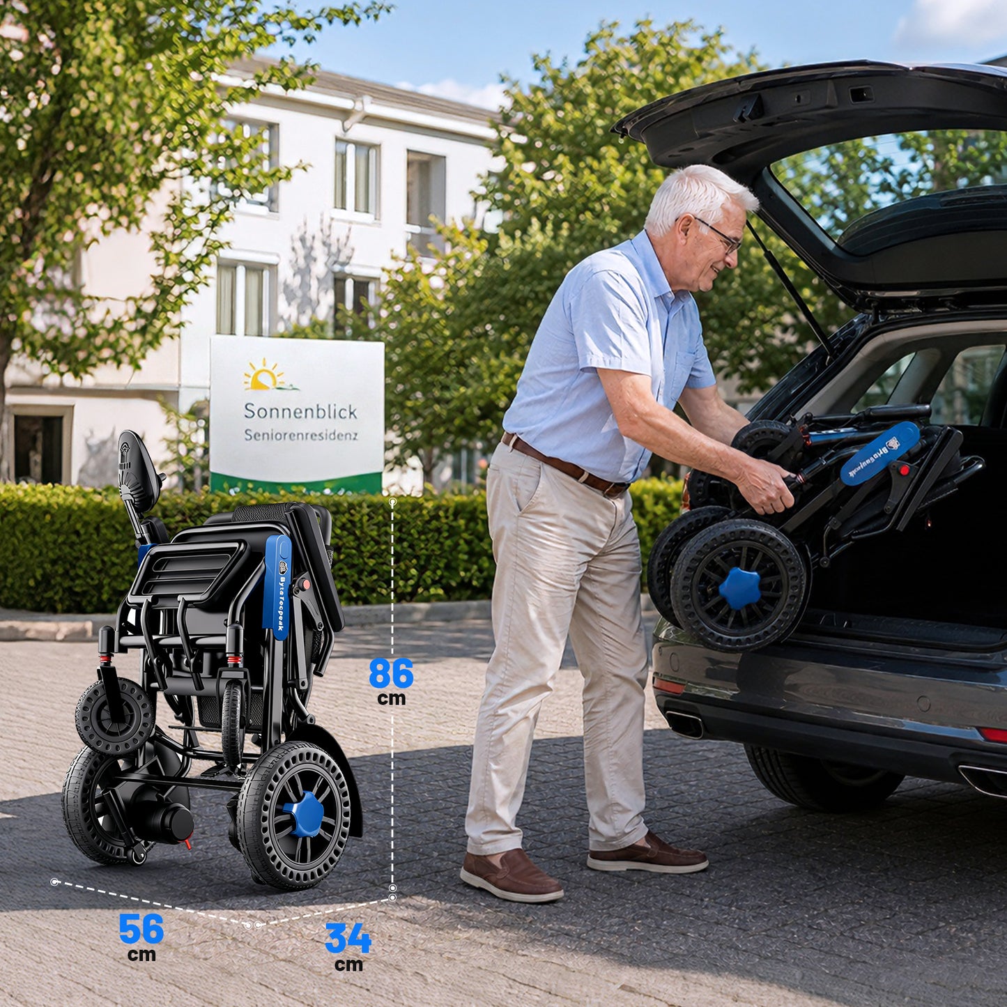 ByteTecpeak D24 Elektrorollstuhl – 500W, 12Ah Akku, 25 km Reichweite, 150 kg