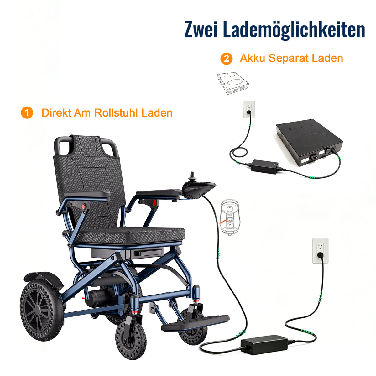 ByteTecpeak D14 Silla de ruedas eléctrica ligera – 20km de autonomía, motor 500W, batería 12Ah