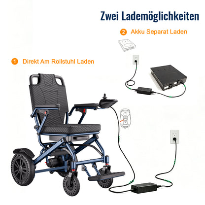 ByteTecpeak D14 Silla de ruedas eléctrica ligera – 20km de autonomía, motor 500W, batería 12Ah