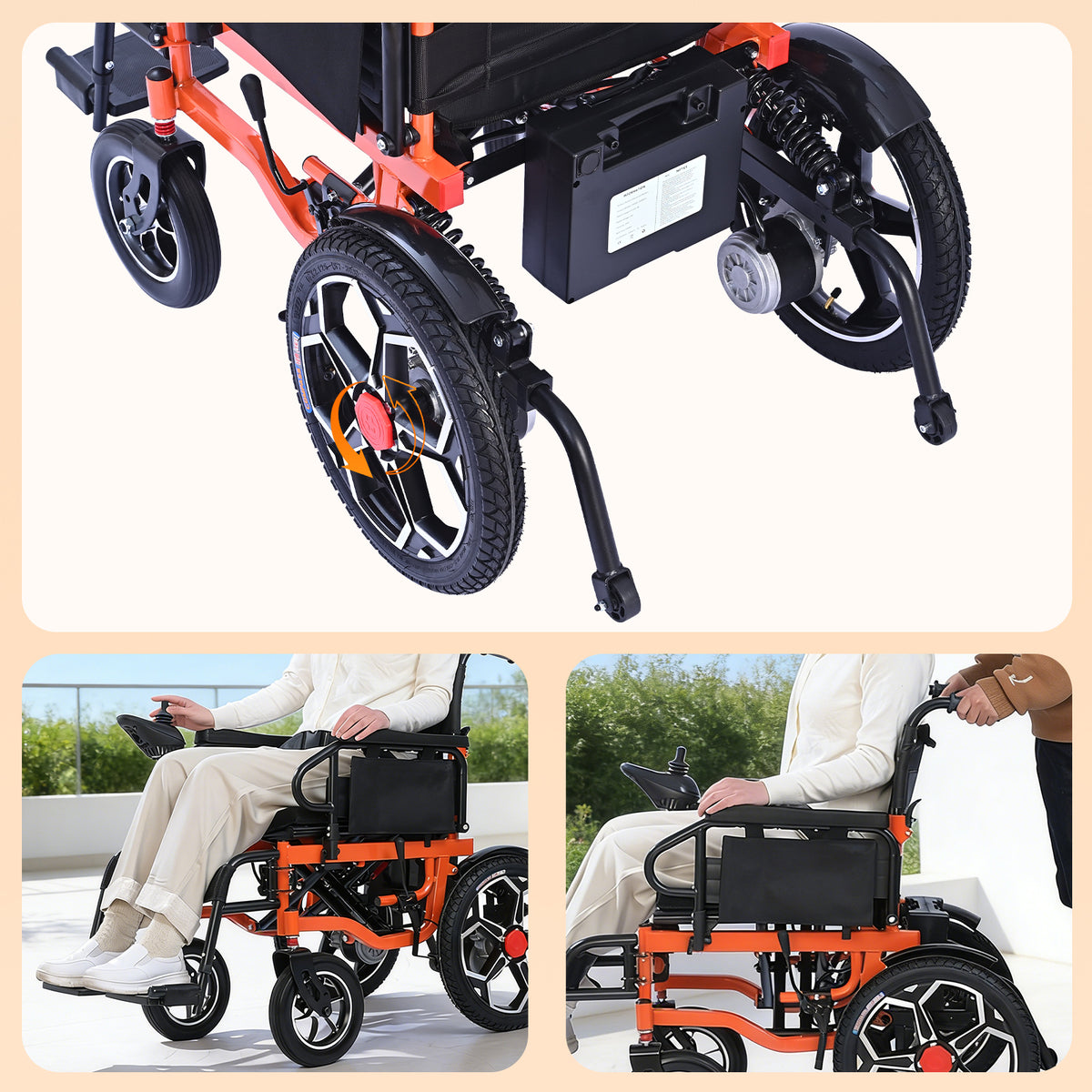 ByteTecpeak D09 Opvouwbare elektrische rolstoel – 500W-motor, 30 km actieradius