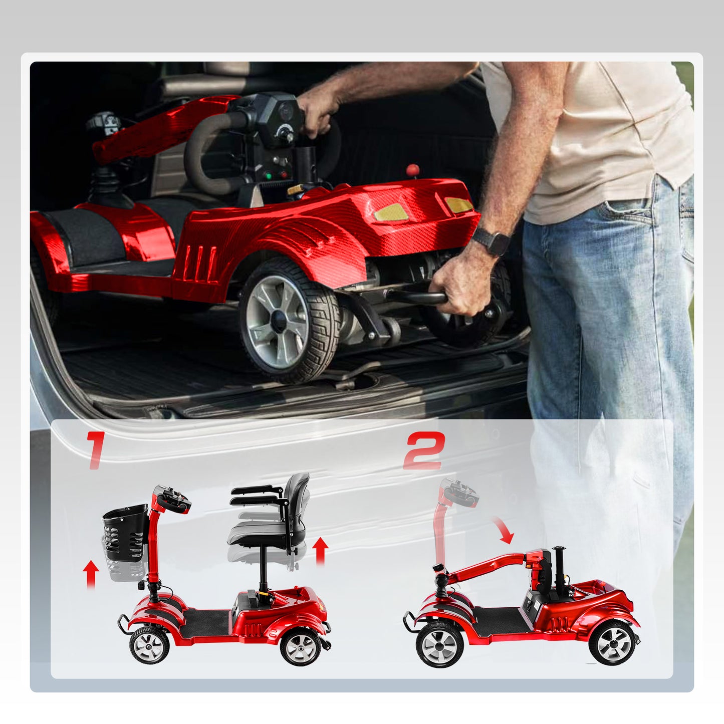ByteTecpeak Z02 Elektromobil Rot faltbar 350W 20 km Reichweite bis 150kg belastbar