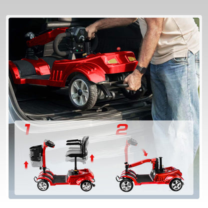 ByteTecpeak Z02 Elektromobil Rot faltbar 350W 20 km Reichweite bis 150kg belastbar